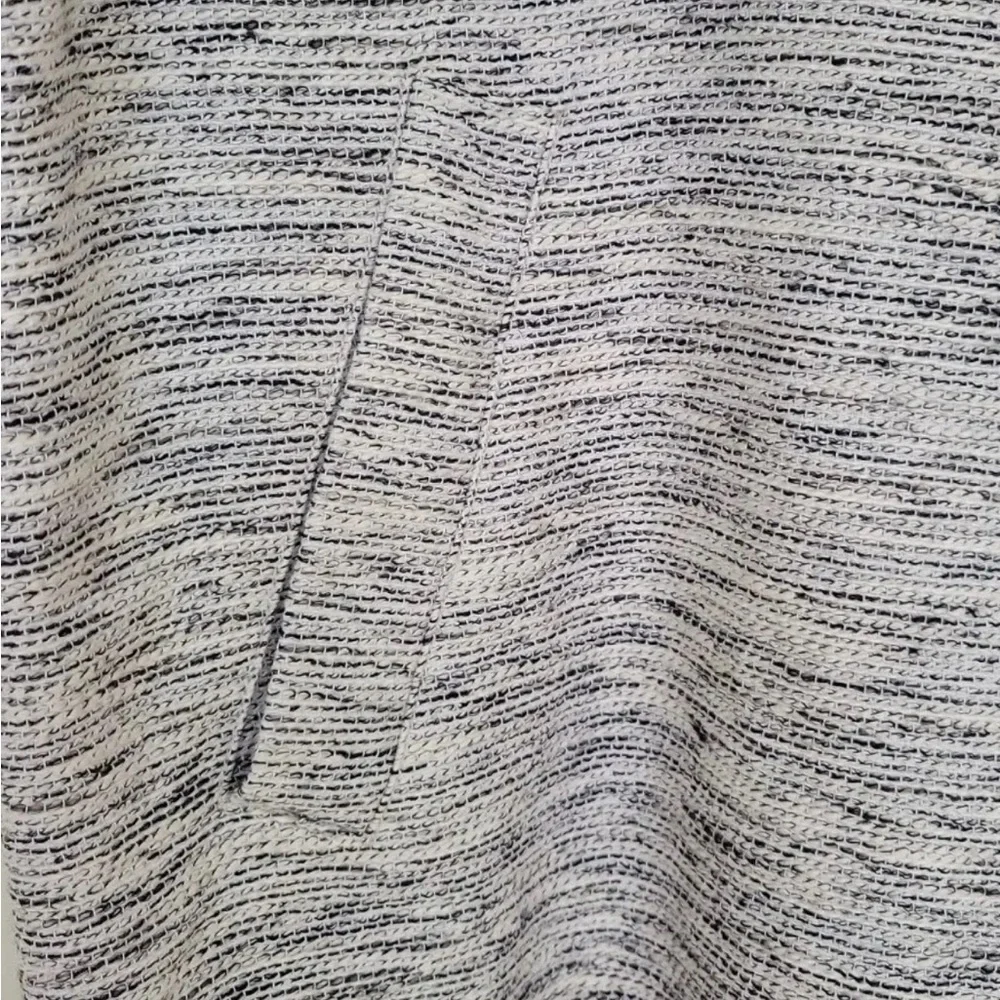 Eileen Fisher Ecru Long Knit Tweed Jacket Knit Black Cream Pockets Snap‎ XL - Picture 6 of 9